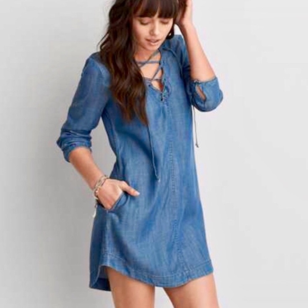 American Eagle denim XS dress NWOT - Picture 2 of 10